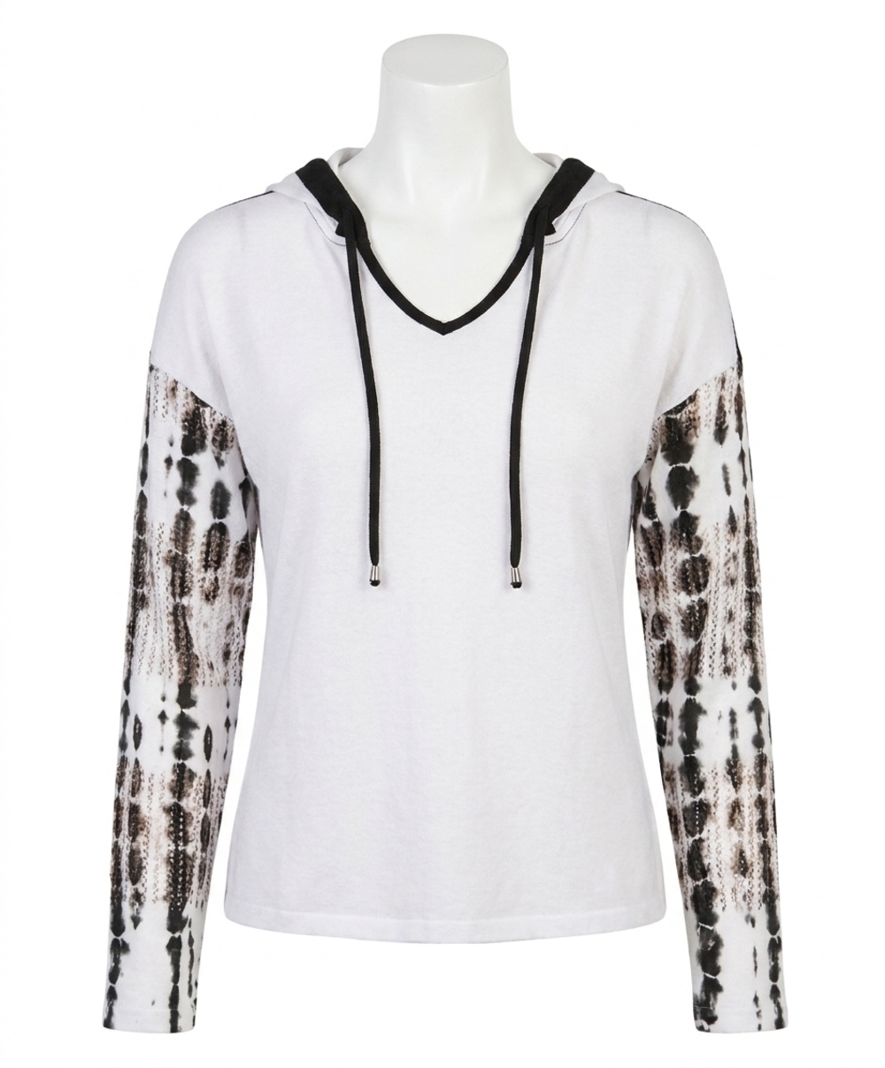 NEW ANGEL APPAREL v-neck hoodie in white/navy